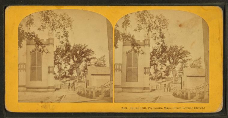 Burial hill, Plymouth, Mass. (from Leyden Street), by Kilburn Brothers.jpg