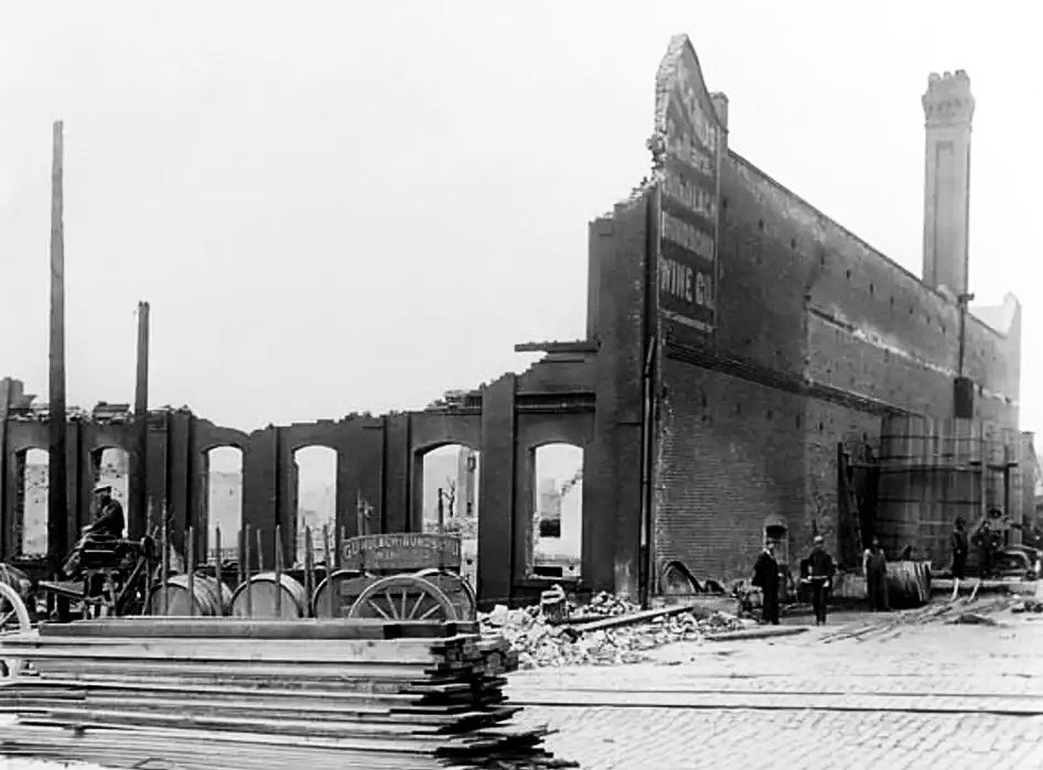 The San Francisco cellars after the earthquake and fire