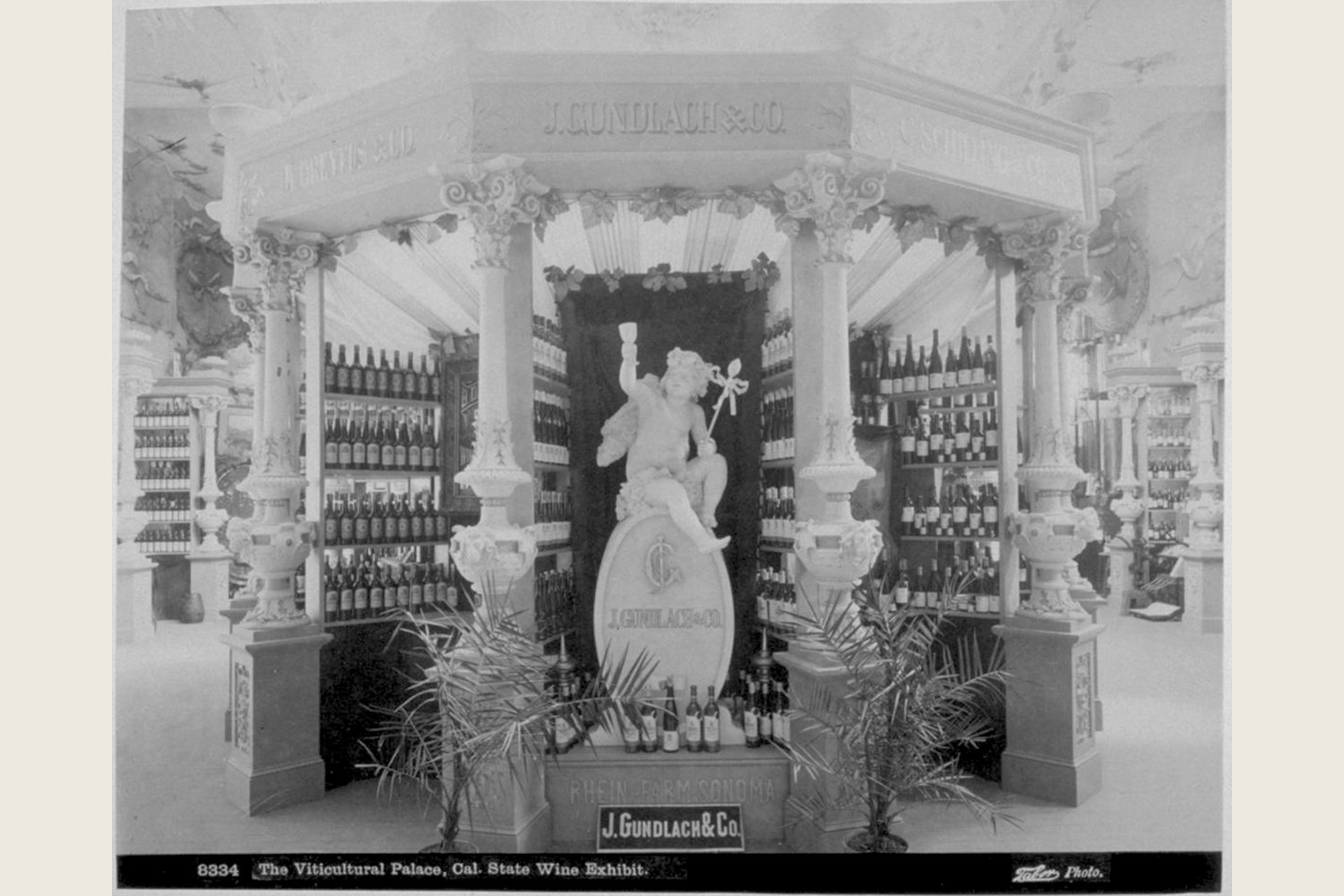 The J. Gundlach & Co. stand at the Viticultural Palace, Midwinter Exposition