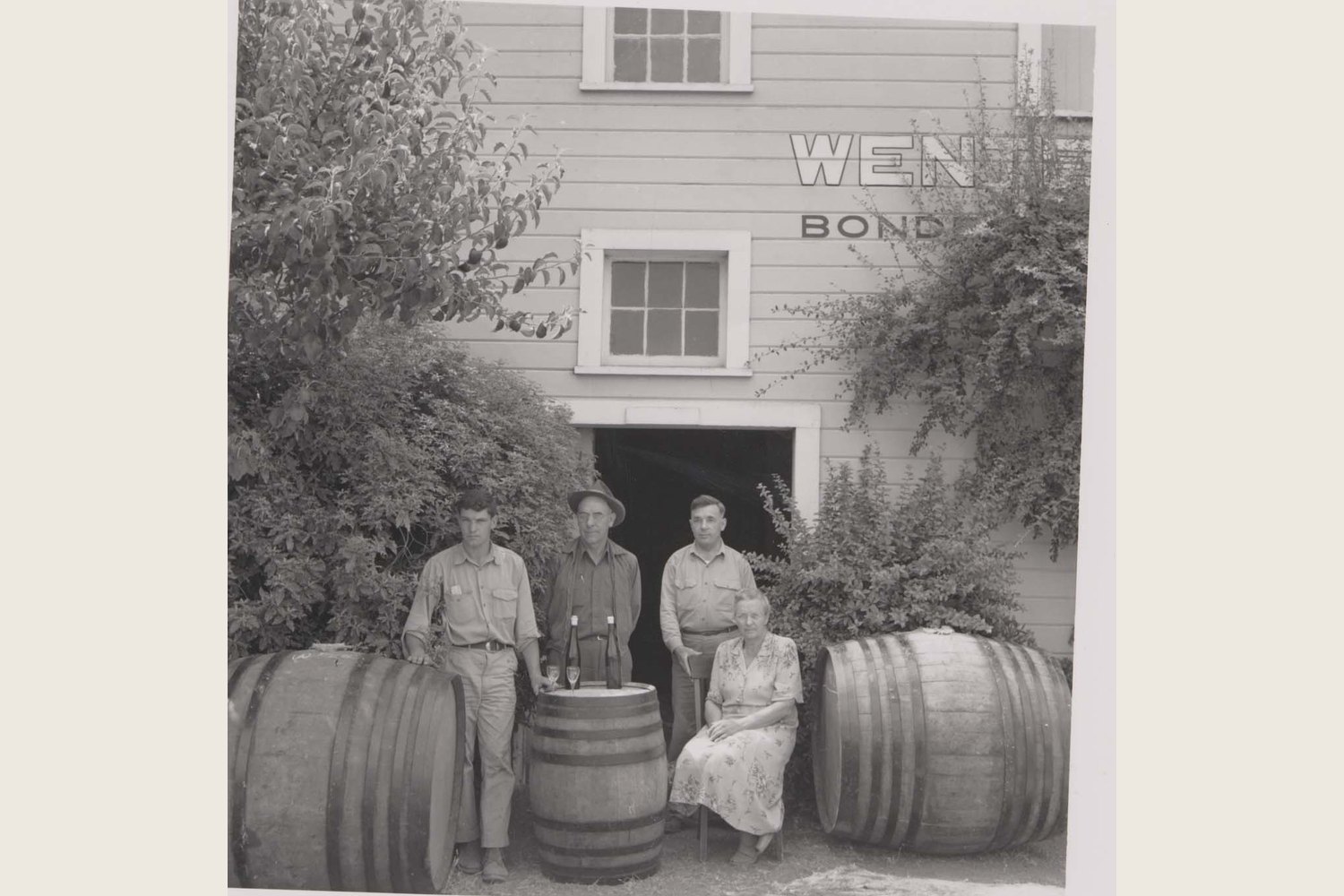 Karl, Ernest, Herman and Edith Wente at the bonded winery