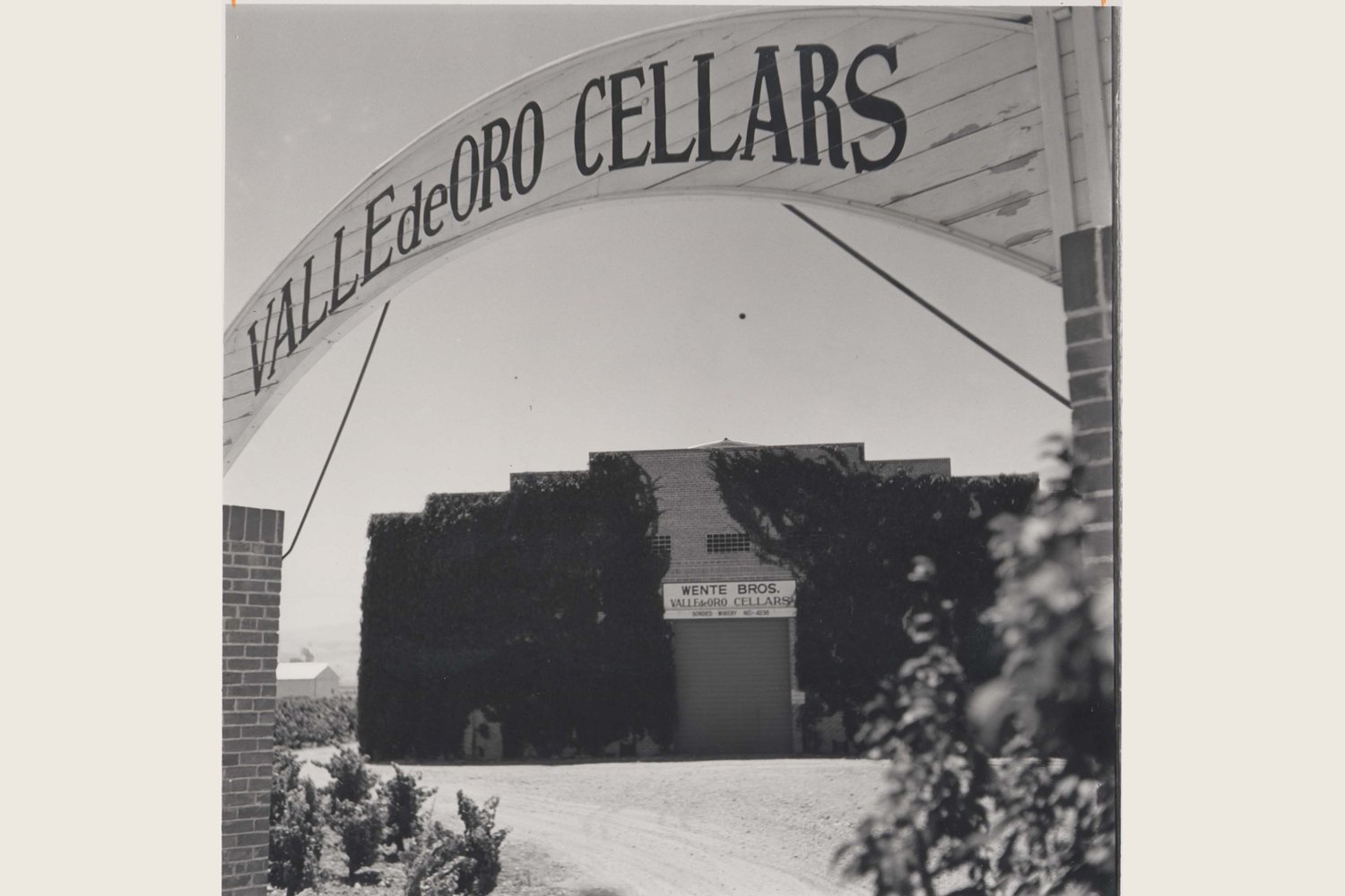 The Valle de Oro Cellars arch — the label the family used after repeal